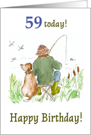 59th Birthday with Man River Fishing with Dog card