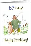 67th Birthday with Man River Fishing with Dog card