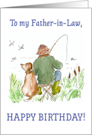 Father in Law’s Birthday Greeting with Man Fishing with Dog card