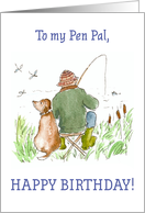 For Pen Pal’s Birthday with Man Fishing with Dog card