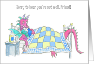 For Friend Get Well with Fun Purple Dragon Feeling Poorly card