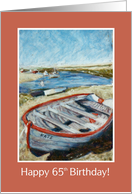 65th Birthday Rowing Boat on Sandbank Fine Art Soft Pastel Painting card