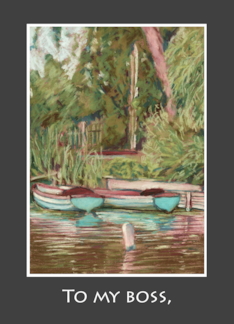 For Boss Retirement Wishes Moored Rowing Boats on Lake