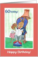 60th Birthday Wishes with Cute Rabbit card