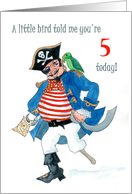 5th Birthday with Comic Pirate and Parrot card