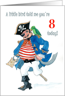 8th Birthday with Comic Pirate and Parrot card