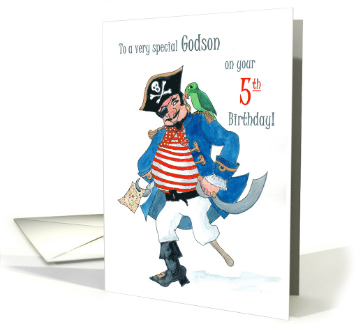 Godson's 5th Birthday with Pirate and Parrot card (794878)
