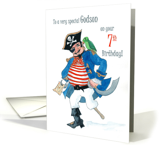 Godson's 7th Birthday with Pirate and Parrot card (794881)