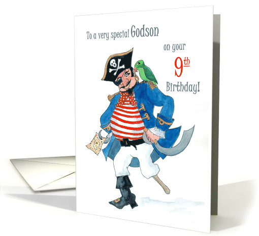 Godson's 9th Birthday with Pirate and Parrot card (794885)