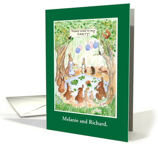 Custom Name Birthday Party Invitation with Rabbits card (796441)