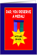 For Dad on Father’s Day with Star Dad Medal and Bright Colours card
