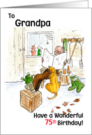 Grandfather’s 75th Birthday Relaxing in Garden Shed card