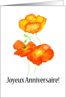 Birthday Greetings in French with Iceland Poppies Blank Inside card