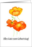 Birthday Greetings in German with Iceland Poppies Blank Inside card