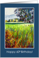 60th Birthday with Evening View Across the Meadows card