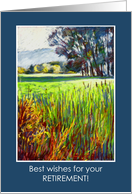 Retirement Best Wishes with Meadows in Evening Sunlight card