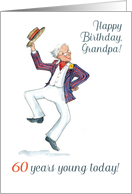 Grandpa’s 60th Birthday with Man in Blazer and Boater Hat Dancing card