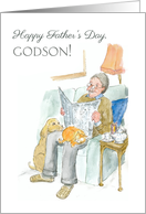Father’s Day Godson Relaxing with Newspaper Blank Inside card