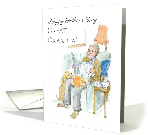 Father's Day Great Grandpa Relaxing with Newspaper Blank Inside card