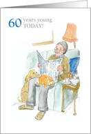 60th Birthday Light-hearted with Man Reading Newspaper card