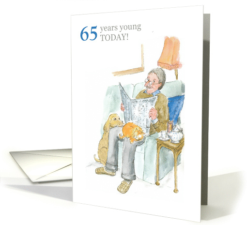 65th Birthday Lighthearted with Man Reading Newspaper card (817656)