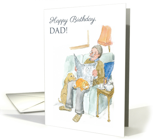 For Father Birthday Lighthearted Man Reading Newspaper card (817675)