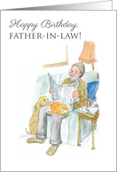 For Father in Law Birthday Lighthearted Man Reading Newspaper card