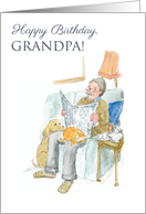 For Grandfather in Law Birthday Lighthearted Man Reading Newspaper card
