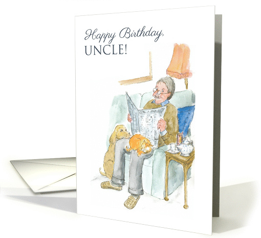For Uncle Birthday Lighthearted Man Reading Newspaper card (817681)
