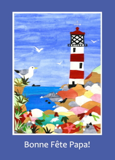 Father's Day Lighthouse with French Greeting Blank Inside