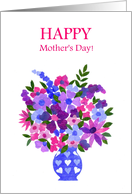 Mother’s Day Greeting with Bouquet of Pink and Blue Flowers card