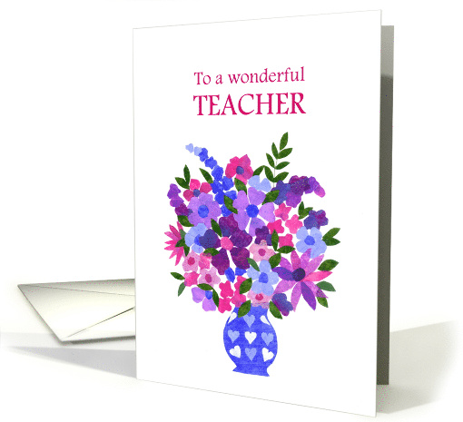 For Teacher Thanks with Pink and Blue Flowers card (820571)