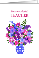 For Teacher Thanks with Pink and Blue Flowers card