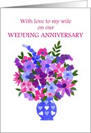 For Wife Wedding Anniversary with Bouquet of Flowers Blank Inside card