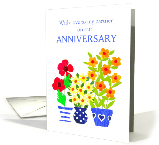 Partner's Anniversary with Bright Flowers Blank Inside card (820580)