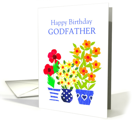 Godfather's Birthday Greetings with Bright Flowers Blank Inside card