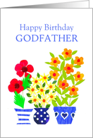 Godfather’s Birthday Greetings with Bright Flowers Blank Inside card