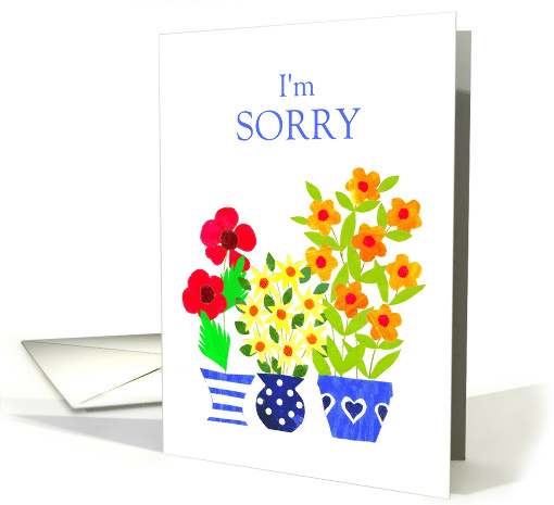 Apology Message with Bright Flowers Blank Inside card (820599)