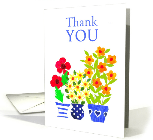 Thank You Greeting with Bright Flowers Blank Inside card (820601)