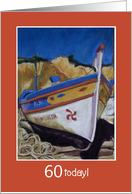 60th Birthday Algarve Fishing Boat Soft Pastel Painting card