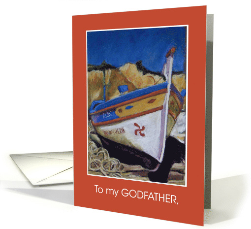 For Godfather Birthday Greetings with Algarve Fishing Boat card
