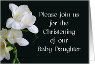 Baby Daughter Christening Invitation - White Freesias card