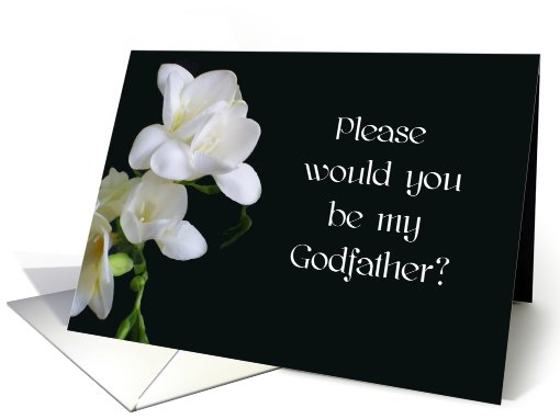 Godfather Christening Invitation - White Freesias card (830313)