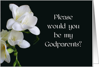 Godparents Christening Invitation - White Freesias card