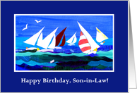 Son in Law’s Birthday Greetings with Sailboats Seagulls and Fish card