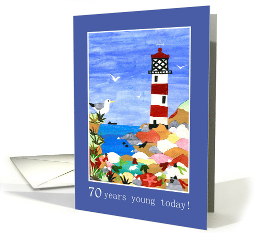 70th Birthday Greetings with Lighthouse card (835615)