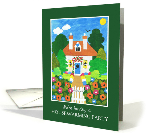 Housewarming Invitation with Pretty Cottage with Flowers card (837175)
