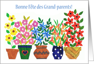 Grandparents Day in French with Flowers Blank Inside card