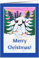 Skating Penguins Christmas Card