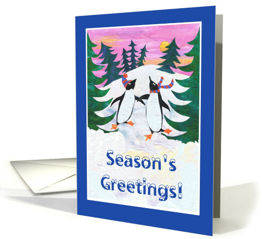 Christmas Season's Greetings with Fun Skating Penguins... (850117)